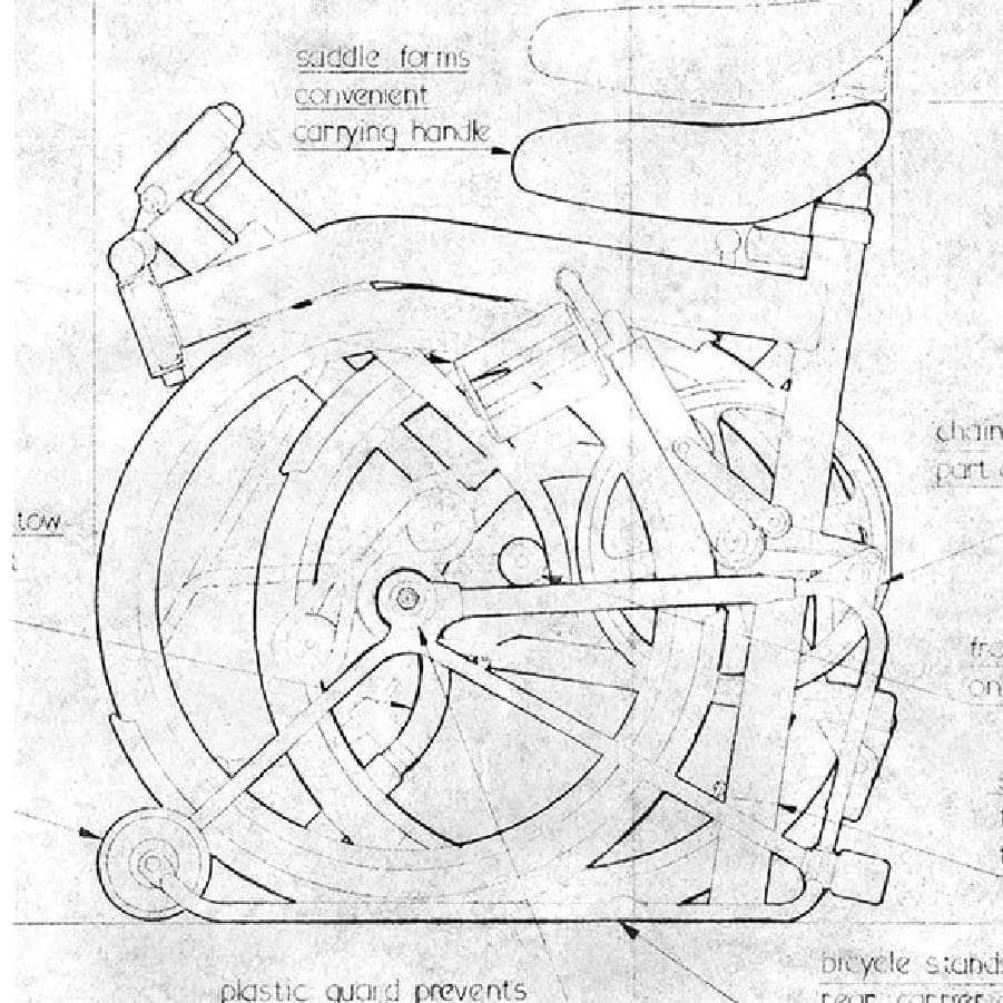 Eine der ersten Zeichnungen des heute weltberühmten Brompton Faltrads entstand in Andrews Schlafzimmer.