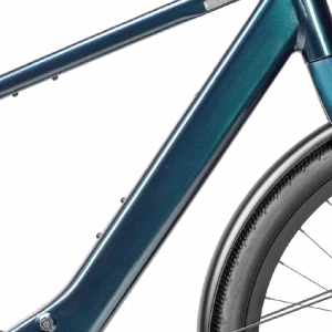 der integrierte Akku im Rahmen des Coboc Sky in blau ocean metallic