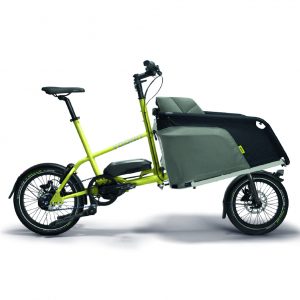 Yoonit Electric in Farbe misty lime mit dem Kinderkorb